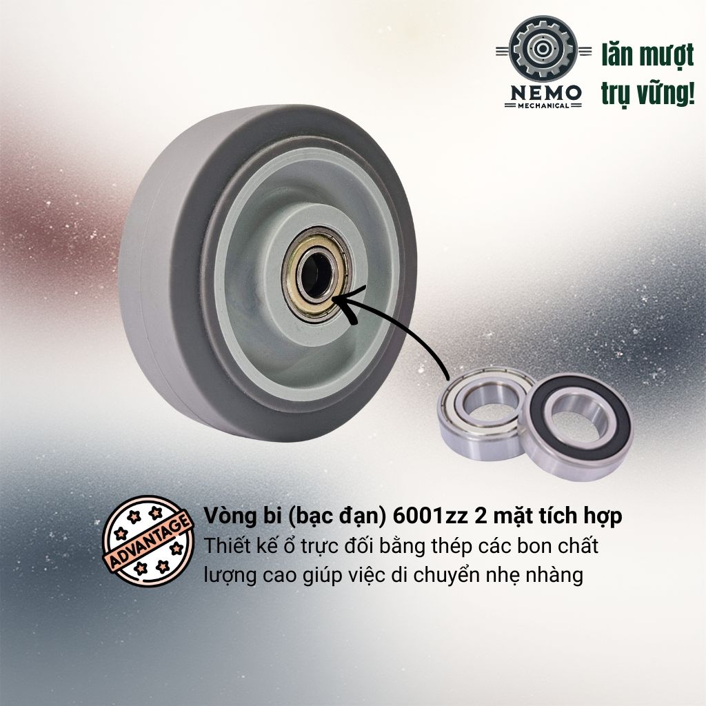 Bánh Xe Rời Cao Su TPR Chống Ồn – Vận Hành Siêu Êm, Bảo Vệ Sàn Tuyệt Đối